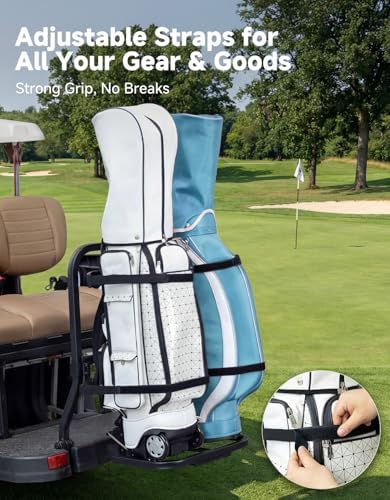 KEMIMOTO Golf Cart Bag Holder, Heavy-Duty Golf Cart Bag Attachment | Compatible with EZGO Valor RXV Club Car