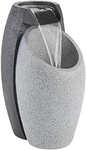 Waterfall 25" High Modern Outdoor Indoor Large Fountain with LED Light | Decor Faux Stone Floor Pot Standing Water Feature for Outside Garden Patio