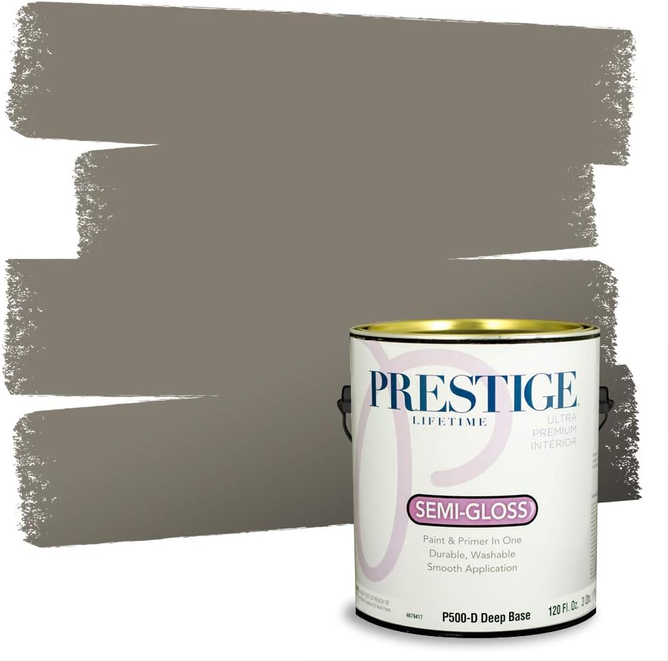 PRESTIGE Paints Exterior Paint and Primer In One, 1-Gallon, Flat, Comparable Match of Sherwin Williams* Grizzle Gray*