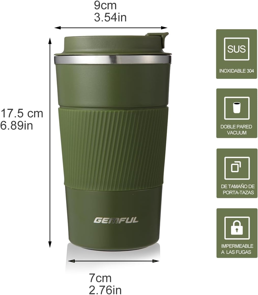 GEMFUL 2 Pack 17oz Insulated Travel Coffee Mug with Lid (Black/White)