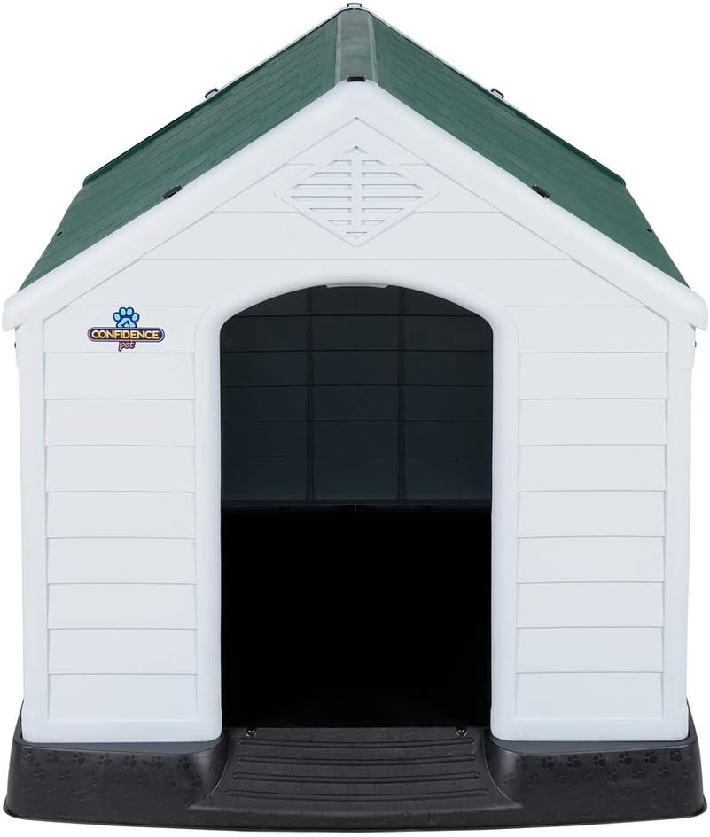 Confidence Pet Large Waterproof Plastic Dog Kennel Outdoor House Green