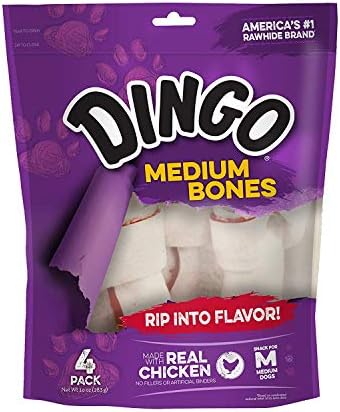 Dingo 156095 Rawhide Bones For Small Dogs, Chicken,White, 6-Count, 8 Ounces