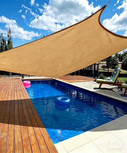 20'x20' Sun Shade Sail, Square Desert Sand Outdoor Canopy, Awning Shelter | Fabric Cloth Screen with UV Protection Sun Shades for Patio, Garden