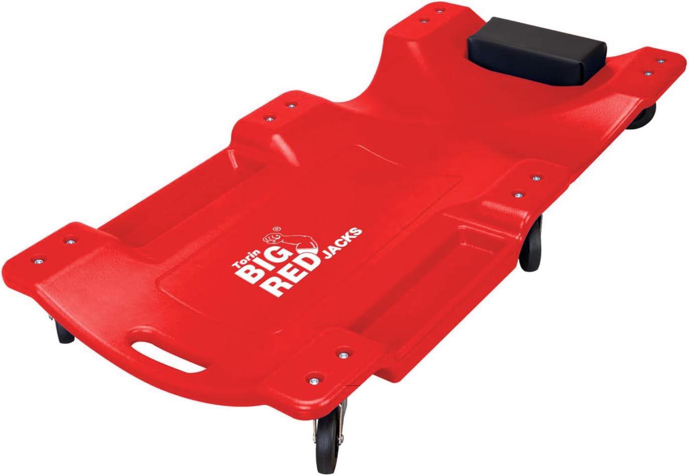 BIG RED Rolling Garage/Shop Creeper: 2-Piece, 36" Padded Mechanic Cart with Headrest and 6 Casters, Red,AR7565B,Torin