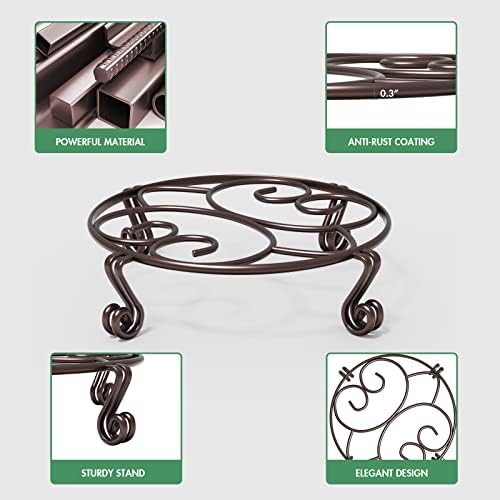 Yimobra 2 Pack Plant Stand for Flower Pot Heavy Duty Potted Holder Indoor Outdoor Metal Rustproof Iron Garden Container Round Supports Rack for