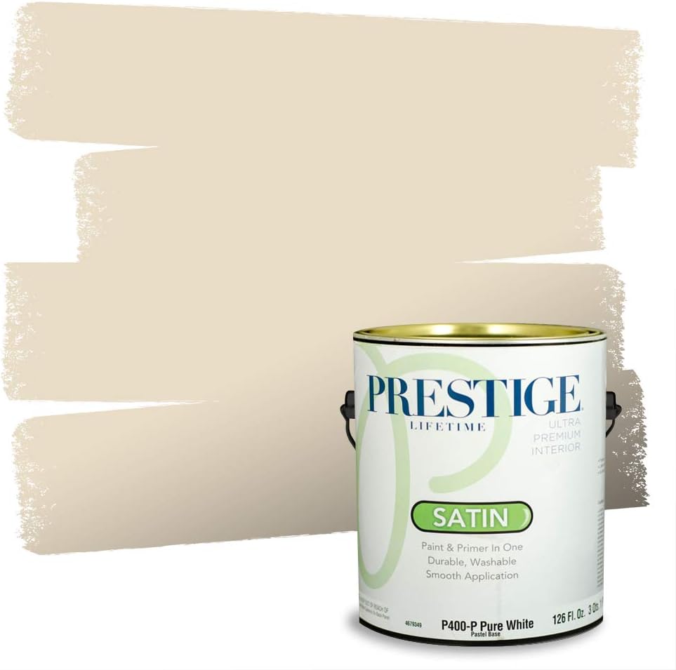 PRESTIGE Paints Exterior Paint and Primer In One, 1-Gallon, Satin, Comparable Match of Sherwin Williams* Relaxed Khaki*
