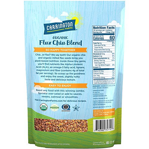Carrington Farms Organic Milled Flax Seed 14 oz - Ground Flaxseed for Smoothies, Oatmeal, Baking & Vegan Egg Substitute | Omega-3, Fiber & Lignans | Vegan, Non-GMO, Gluten-Free