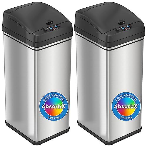 iTouchless 13 Gallon Touchless Sensor Garbage Can, Stainless Steel, Round Sensor Automatic Trash Can for Kitchen and Office