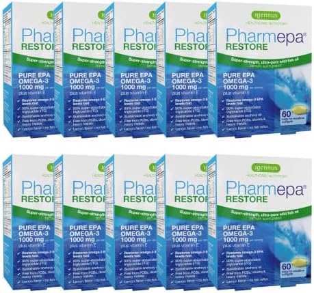 Igennus Pharmepa Restore Pure EPA 1000mg Omega 3, 60 Softgels | IFOS-certified 90% concentrated rTG omega 3 wild fish oil for high absorption; triple-strength, ultra-pure and DHA-free