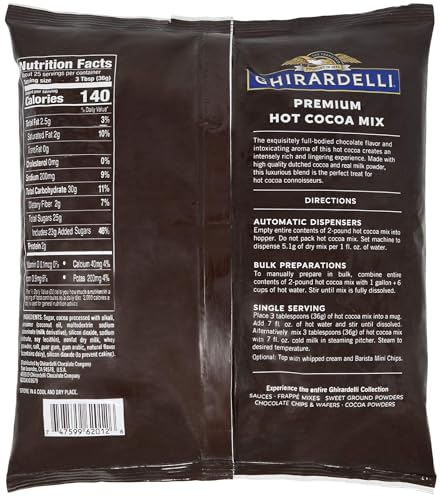 Ghirardelli Chocolate - Premium Hot Cocoa 2 lb pouch with Ghirardelli Stamped Barista Spoon