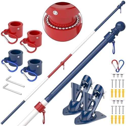 ZMTECH Flag Pole - Upgraded Bracket, 6 FT Stainless Steel Flag Poles for Outside House, Residential or Commerical