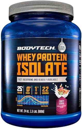 BodyTech Whey Protein Isolate Powder, French Vanilla, 1.5 LB, 23 Servings | 25G Protein per Serving, High Concentrated Protein Powder With Amino Acids & BCAAs for Men and Women, Gluten Free