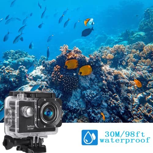 Action Camera FHD 1080P 12MP, 98FT/30M Underwater Waterproof Camera with 2 Batteries