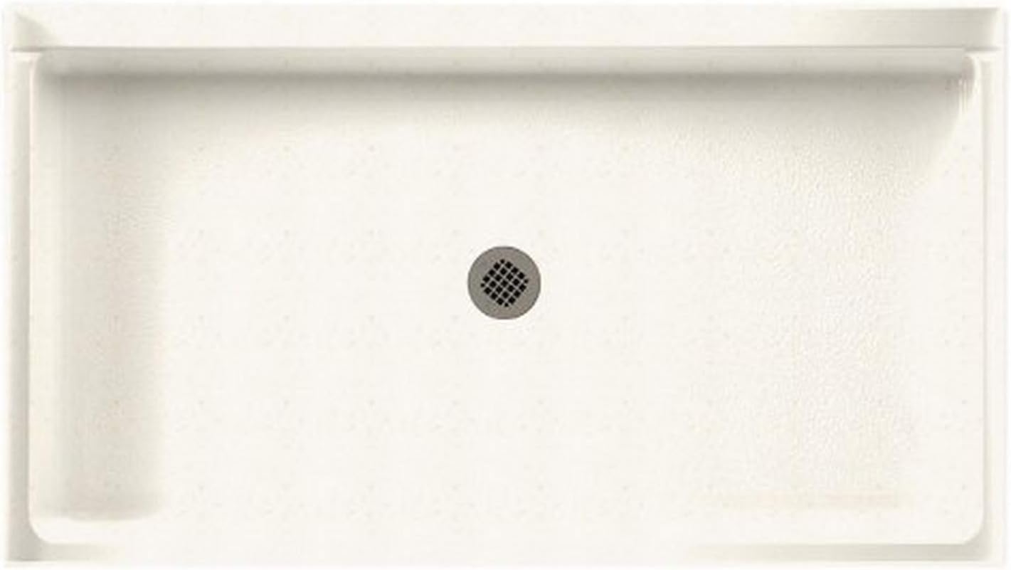 Swan SF03454MD.011 54-in L x 34-in W x 5.5-in H Solid Surface Shower Base, Tahiti White