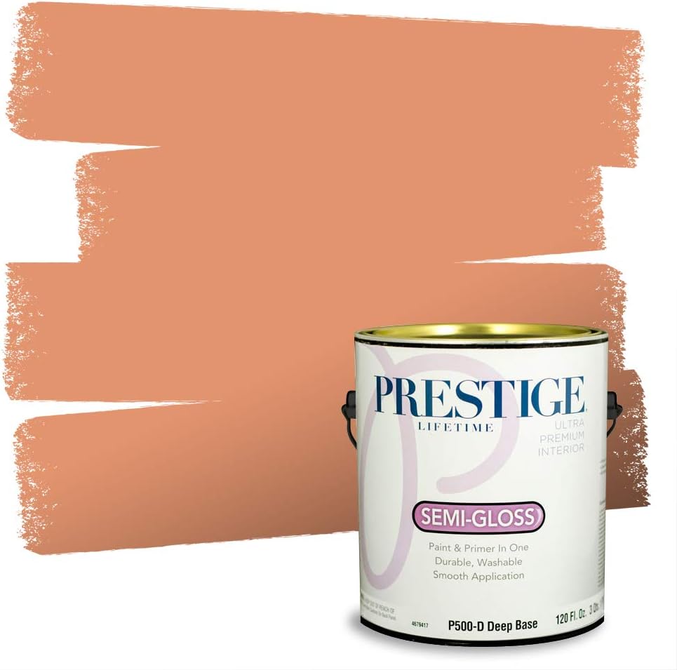 PRESTIGE Paints Exterior Paint and Primer In One, 1-Gallon, Semi-Gloss, Comparable Match of Sherwin Williams* Captivating Cream*