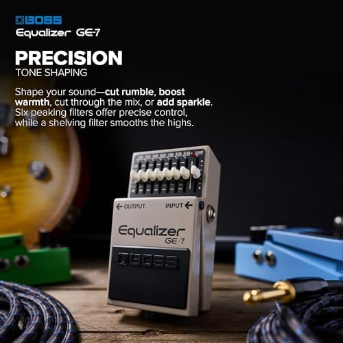 BOSS GE-7 Equalizer | Compact Graphic Equalizer Pedal | Tailored for Guitarists | 7 Bands of EQ Sliders | Guitar-Optimized Frequencies | ±15dB