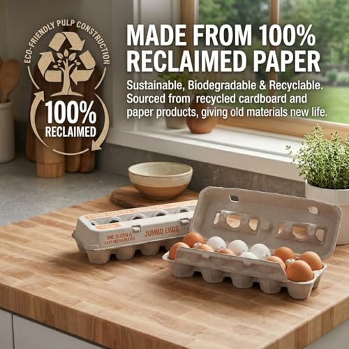 FarmTek Jumbo Egg Cartons – 200 Count, Molded Fiber Bulk Pack | Secure Jumbo Egg Storage, Durable Molded Fiber, Protective Natural Finish