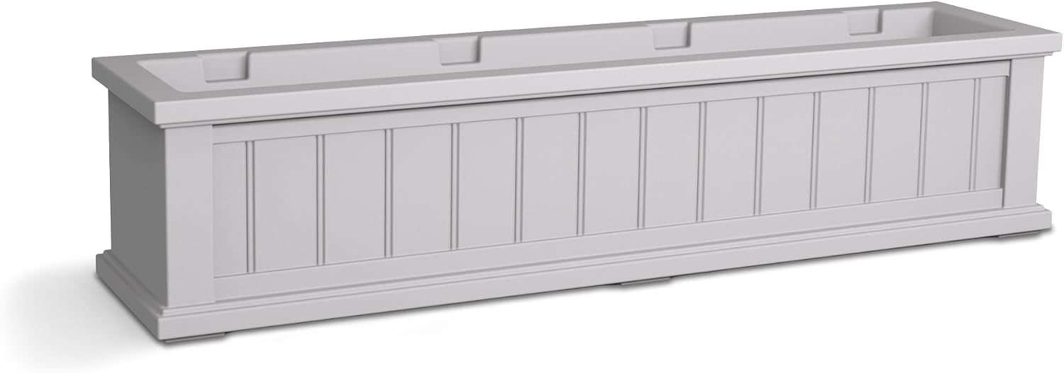 Mayne Cape Cod 4ft Window Box - Black - 48in L x 11in W x 10.8in H - Polyethylene - Built-in Water Reservoir (4841-B)