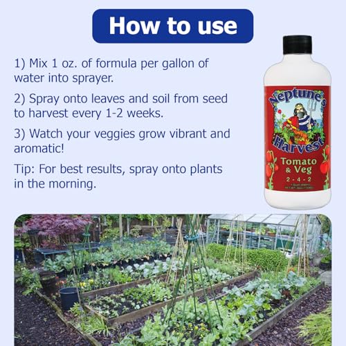Neptune’s Harvest Organic Tomato & Vegetable Plant Fertilizer (2-4-2) - Liquid Plant Food w/Fresh Fish, Seaweed, Molasses, Yucca Extract, & Humic Acids - for Vegetable Garden (Gallon)