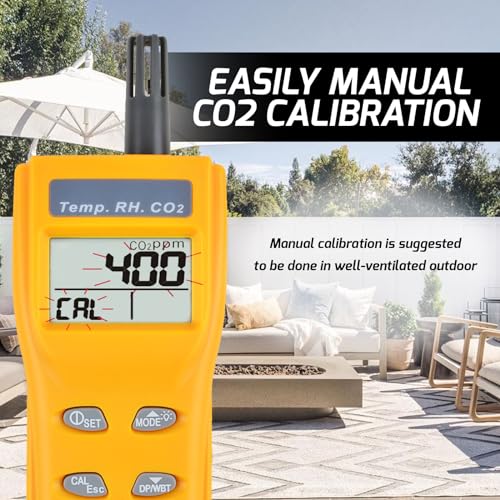 Portable CO2 Meter Handheld CO2 Detector Monitor 0~9999ppm, Carbon Dioxide Meter with Alarm Function