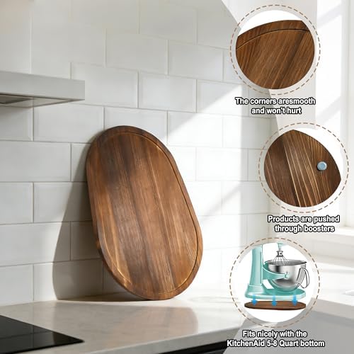 Mixer Slider Mat for KitchenAid 4.5-5 Qt Tilt Head Stand Mixers (Brown) | Pine Wood Moving Tray for Kitchenaid Artisan, Storage Organizer for Kitchen Countertop Accessories and Attachments