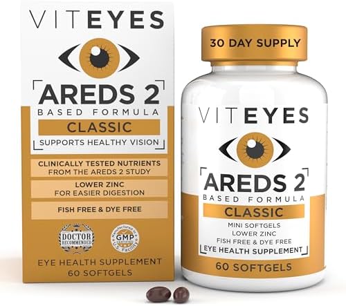 Viteyes AREDS 2 Classic Macular Health Formula Softgels, Eye Health Vitamin to Support Macular Health, Lower Zinc, Eye Vitamins, Macular Vitamins, Beta-Carotene Free, 180 Softgels