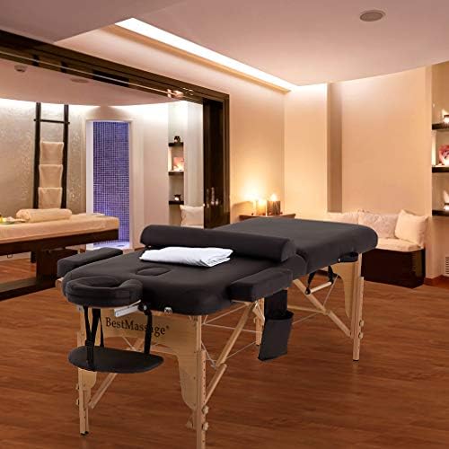 BestMassage Massage Bed Portable Massage Table 28 inch Wide Lash Bed Height Adjustable PU Leather 2 Folding with Oxford Bag for Spa Footmassage Facial CareSpa Tattoo