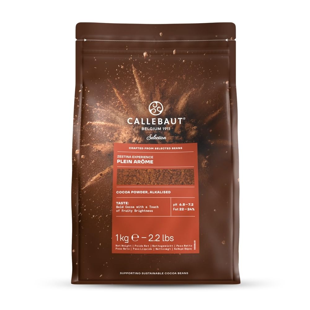 Callebaut Selection- Zestina Plein Arome Cocoa Powder 1kg Bag | 22-24% Fat; pH 6.8-7.2; Dairy-Free, Kosher Pareve, Halal