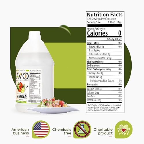 AVO Distilled White Vinegar 1 Gallon (128 oz) - 5% Acidity, Pure Natural White Vinegar Gallon