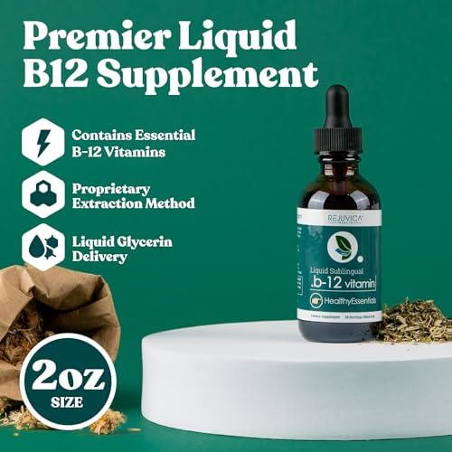 Rejuvica Health Essential B-12 Liquid B12, Supports Energy and a Healthy Nervous System - Convenient Liquid Dropper Absorbs Fast & Tastes Great