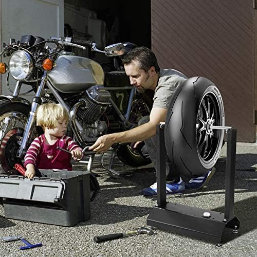 Goplus Motorcycle Bike Wheel Balancer, Rim Tire Balancing Spin Static Truing Stand w/Adjustable Centering Cones, Tire Balancer (16”×8.6”×20”)