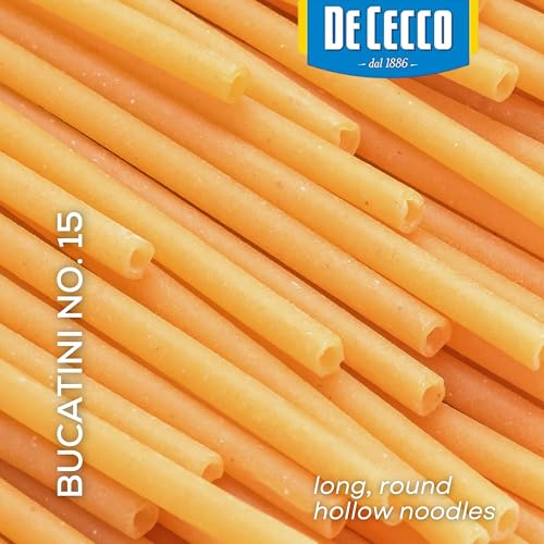 De Cecco Bucatini No. 15 Pasta, 16 Oz | Authentic, Slow Dried, Made with Semolina and Durum Wheat, Versatile Pasta for Sauces & Recipes, Made in Italy