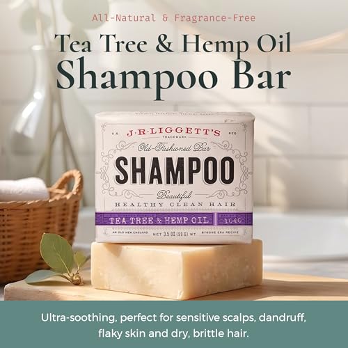 J.R.LIGGETT'S Tea Tree Shampoo Bar 3-Pack, Fragrance-Free, 3.5 oz | All-Natural Solid Hair Cleanser
