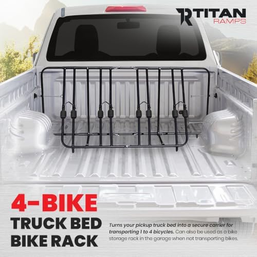 Titan Ramps Truck Bed Adjustable Steel Bike Rack for Up to 4 Bikes - Fits Most Makes/Models