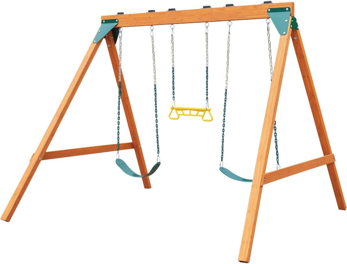 Swing-N-Slide PB 8360 Ranger Wooden Swing Set with Swings, Brown (Amazon Exclusive)