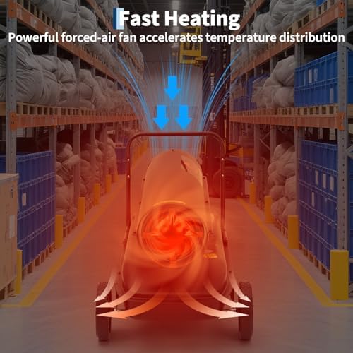 Garvee 215000 BTUs Kerosene/Diesel Forced Air Heater, Kerosene Fan Forced Heater with Thermostat Control for Warehouses, Construction, Workshops