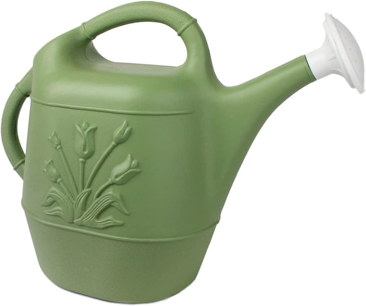 Union Products 63066 2 Gallon Plastic Indoor/Outdoor Watering Can w/Tulip Design for Garden, Potted Plants, & Patio Pots, Caribbean Blue