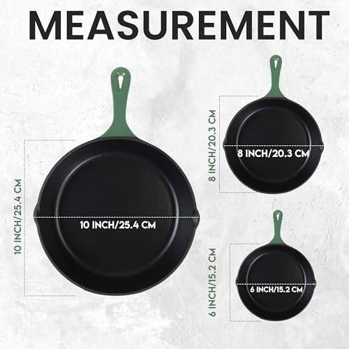 Utopia Kitchen Cast Iron Skillet Set 3 Piece 6 8 10 Inch PFAS-Free Black | Chef Pan, Even Heat Distribution, Stovetop, Campfire and Grill Safe, Large Skillet Set, Indoor Outdoor Use