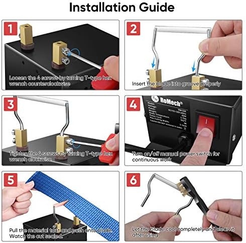 ROMECH 30W Electric Rope Cutter, Hot Knife Thermal Blade, Bench Mount Cutting Tool Kit for Braid Fabric Webbing Belting Ribbon (30W, RM-016)