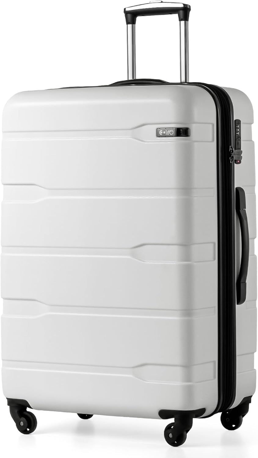 Coolife Medium Checked Luggage Hardside Suitcase with Spinner Wheels, 24in | Lightweight ABS+PC, Rolling Travel Suitcase with TSA Lock, Spinner Wheels, Durable Zipper, Charcoal