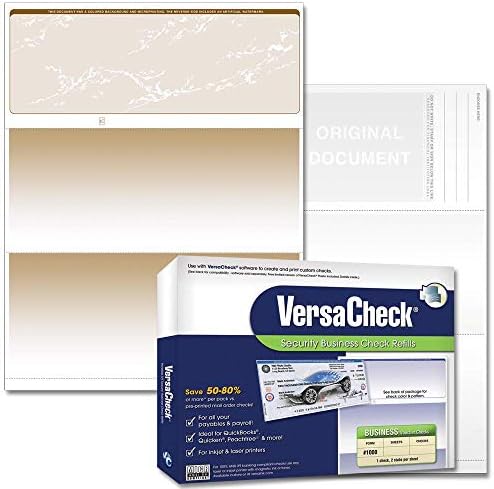 VersaCheck Secure Checks - 250 Blank Business Voucher Checks - Tan Prestige - 250 Sheets Form #1000 - Check on Top