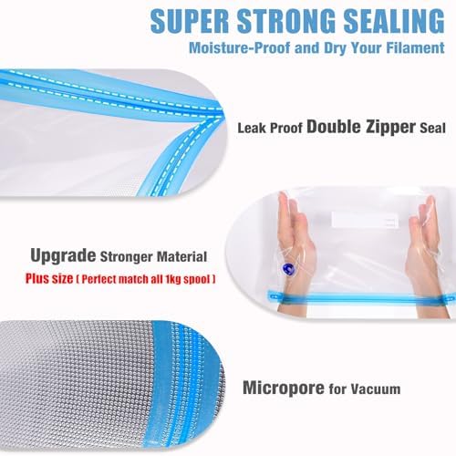 30 Pcs Filament Vacuum Storage Bags with Upgraded Pump for 3D Printer Accessories