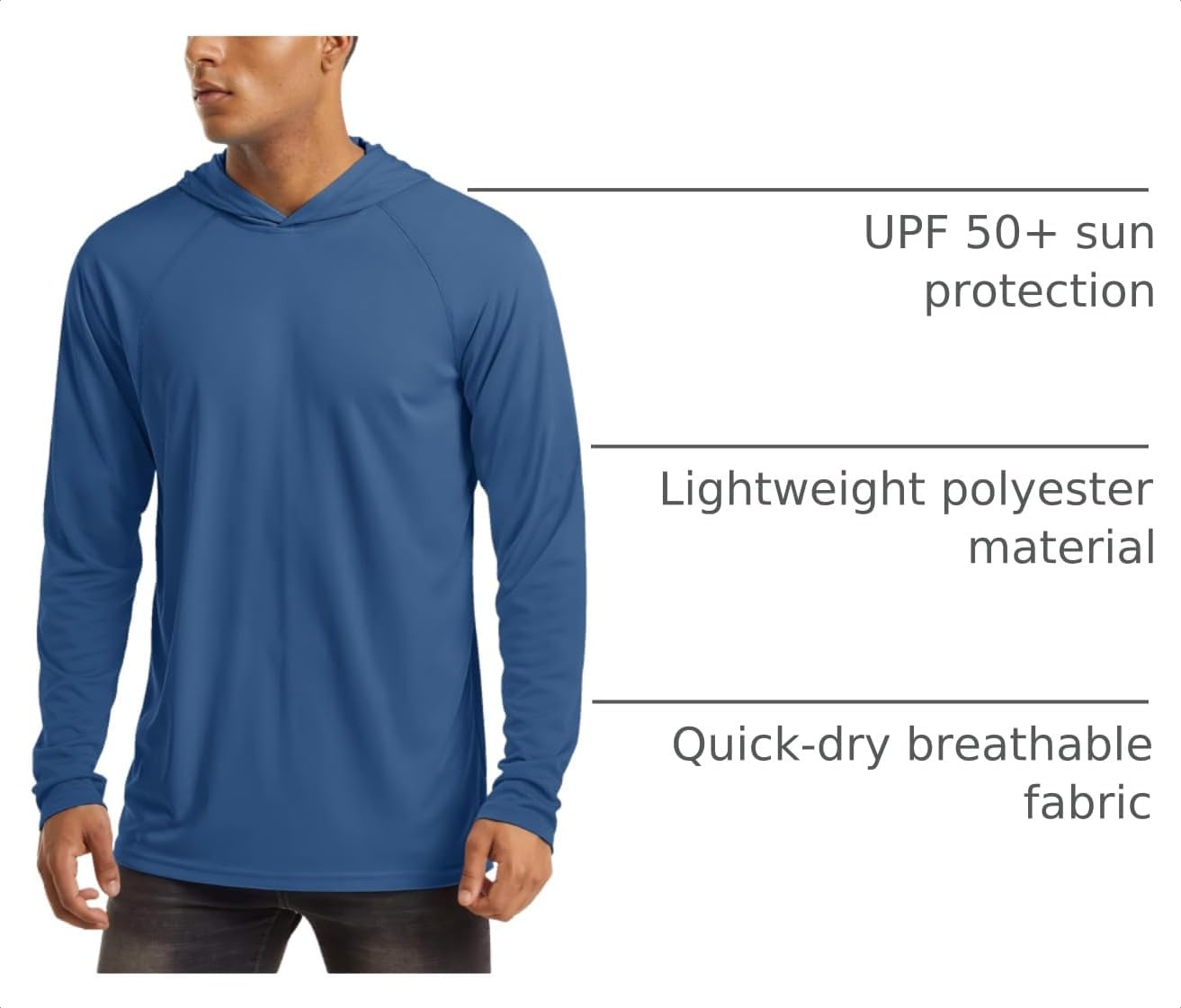 MAGCOMSEN Men's Hooded UPF 50+ Sun Protection T Shirts Long Sleeve Athletic Fishing Shirts Rash Guards