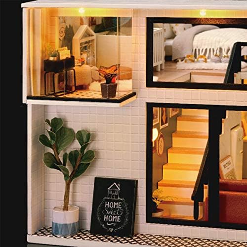 GuDoQi DIY Miniature Dollhouse Kit, Miniature House Kit 1:24 Scale, Tiny House kit with Music and Furniture Kit, Great Gift for Birthday Christmas