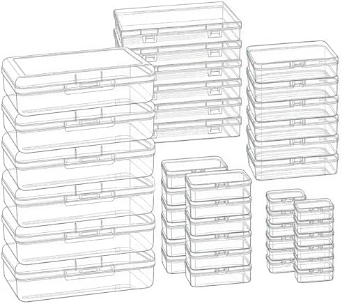 24 Pieces Mixed Sizes Rectangular Empty Mini Clear Plastic Organizer Box