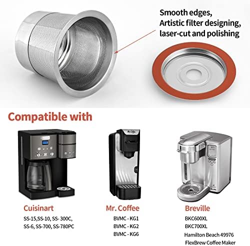 SUS304 Reusable Refillable K Cup Pod Filters, Fits Keurig 1.0 & 2.0 Brewers
