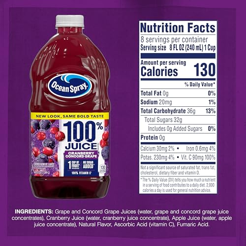 Ocean Spray 100% Juice, Ruby Red Grapefruit, 60 Ounce Bottle (Packaging May Vary)