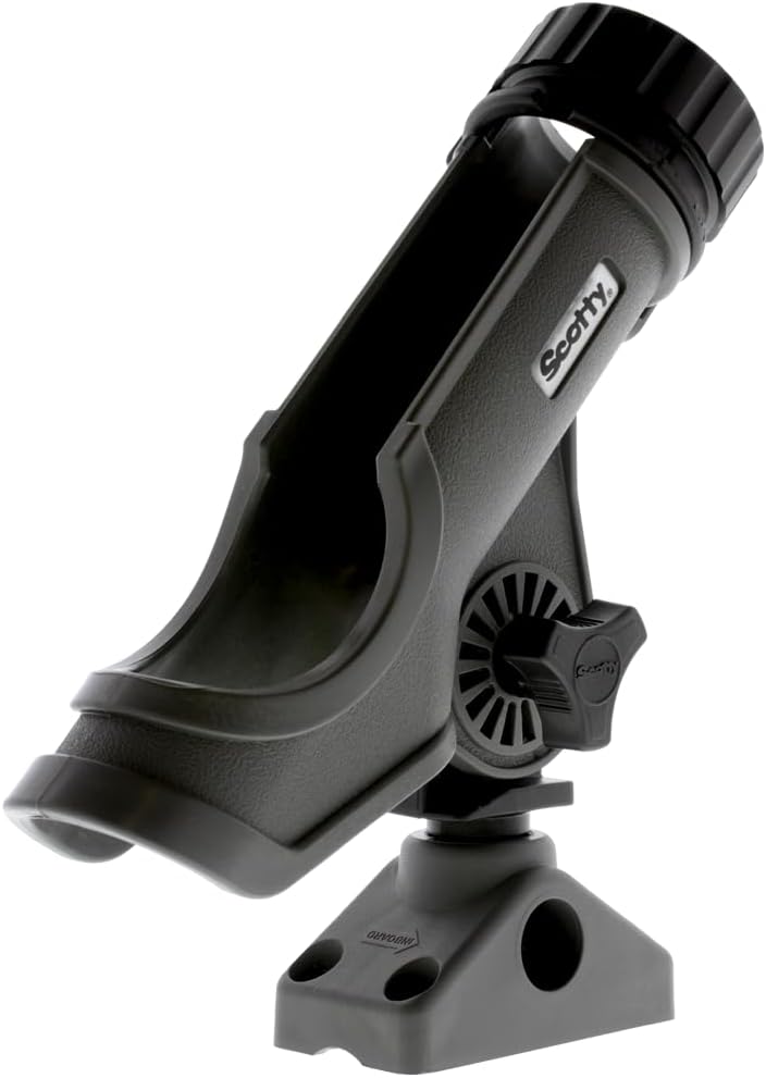 Scotty #230 Powerlock Rod Holder with #241 Side/Deck Mount, Adjustable Boat Fishing Rod Holder, Universal Cradle Design, Side or Deck Mount Installation, Marine-Grade Construction