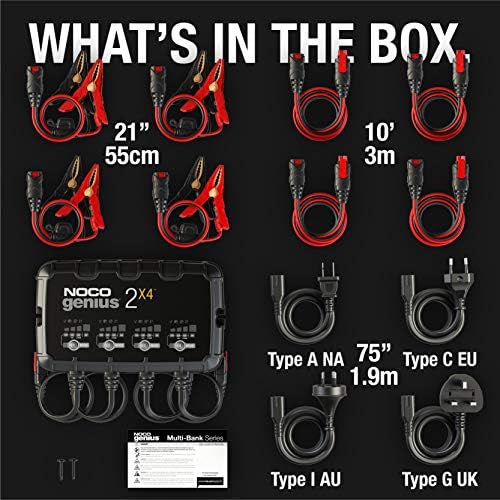NOCO GENIUS2X4 6/12V 4-Bank Battery Charger, Trickle Charger & Maintainer