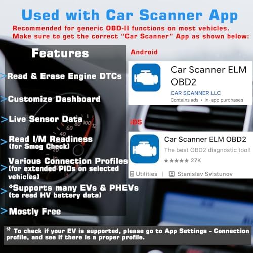 Veepeak OBDCheck BLE+ Bluetooth OBD II Scanner for iOS & Android, Car Check Engine Code Reader Wireless OBD Diagnostic Scan Tool